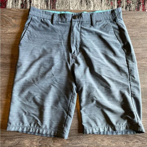 Heathered navy blue exclusive buckle Bermuda shorts - Picture 1 of 5